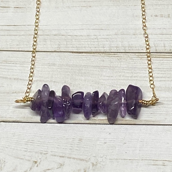 Amethyst Bar Gemstone Necklace - Picture 1 of 2
